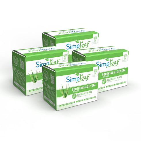 Simpleaf Flushable Aloe Vera Single Pack Wet Wipes |Paraben & Alcohol Free