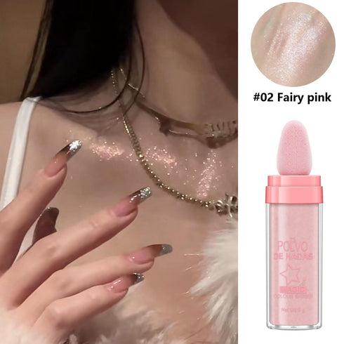 URQT 4 Color Polvo De Hadas Fairy Dust Highlight Patting Powder, Full Body Contouring and Clavicle Pearlescent Powder