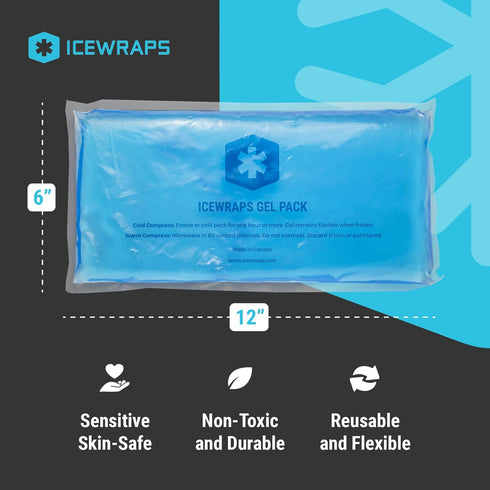 ICEWRAPS 6"x12" Flexible Gel Reusable Ice Packs - For Injuries, Pain Relief, Hot Cold Compress, 2 in a Pack