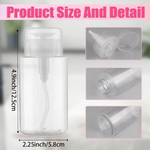 3 Pack Push Down Pump Dispenser, Empty Push Top Bottles for Nail Polish, Makeup Remover, 6.7oz/200ML
