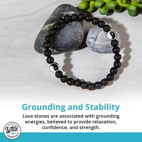 Set Wild Essentials Triple Band Namaste Lava Stone Essential Oil Diffuser Wrap Bracelet, Adjustable, Aromatherapy
