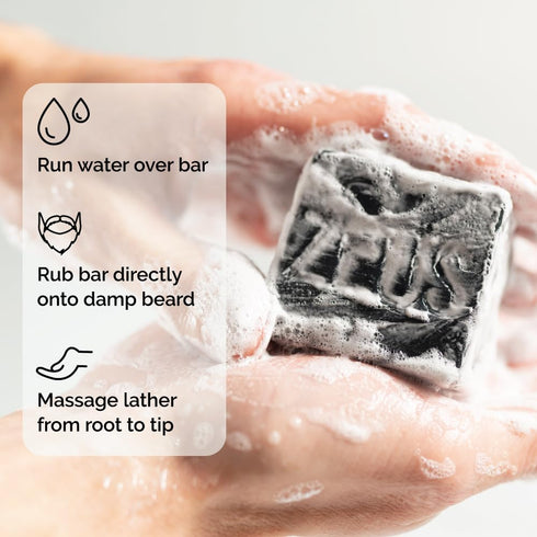 ZEUS Beard Shampoo Bar (3.5 oz) - Hydrating Beard Soap with Natural Oils & Premium Ingredients