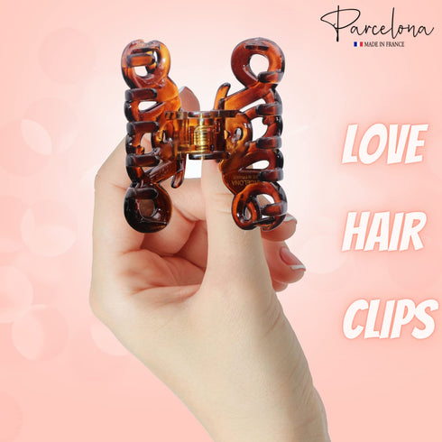 Parcelona French Love Small 2" Blush Pink and Tortoise Shell Set of 2 Claw Clips for Women
