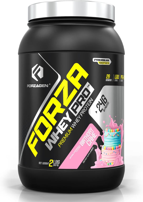 Forzagen Whey PRO Low Carb Protein Powder, 24g Protein per Serving, Birthday Cake, 2 lbs. (28 Servings)