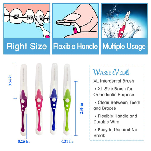 16pcs XL Size Orthodontic Interdental Brush, Clean Between Teeth and Braces, Easy to Use