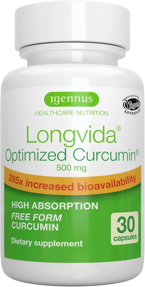 Igennus Longvida Lipidated Curcumin 500mg, 30 Capsules, Ultra Bioavailable & Vegan