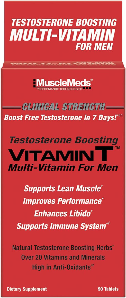 MuscleMeds Vitamin T Daily Complete Multivitamin for Men - 90 Count for Testosterone, Muscle Building