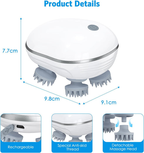 Newest Handheld Pet Massager for Dogs and Cats, Portable Electric Massager with 4 Rotating Heads for Muscle Relief
