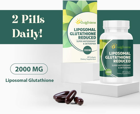 Liposomal Glutathione 2000 MG Supplement with Hyaluronic Acid, Collagen Peptide & Resveratrol, 60 Count