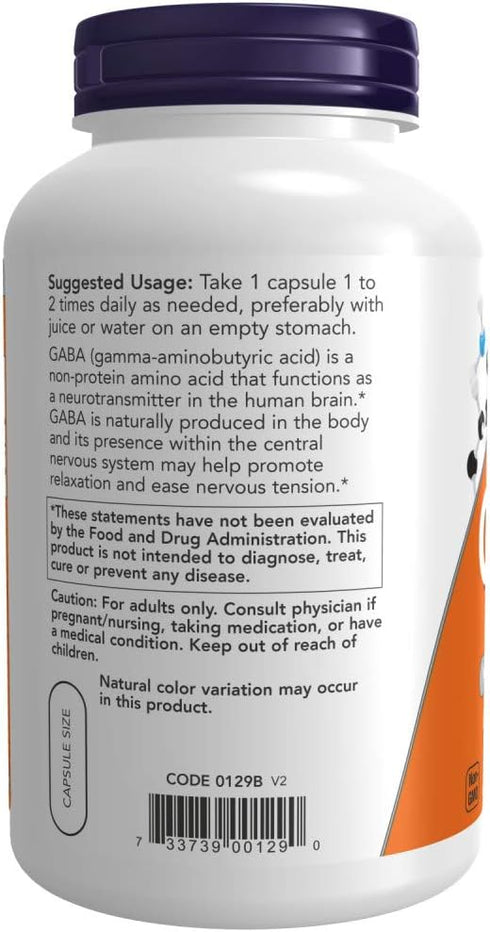 Now GABA 750 mg, 200 Veg Capsules