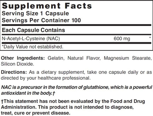 Nature's Blend NAC Supplement N-Acetyl-L-Cysteine 600mg | 100 Capsules for Immune Support