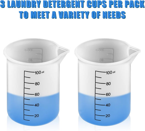 3pcs Laundry Detergent Cup, Silicone Measuring Cup with Scale Marks for Liquid Detergent