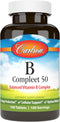 Carlson - B Compleet 50, Balanced Vitamin B Complex, 100 Tablets for Energy Production & Cellular Support