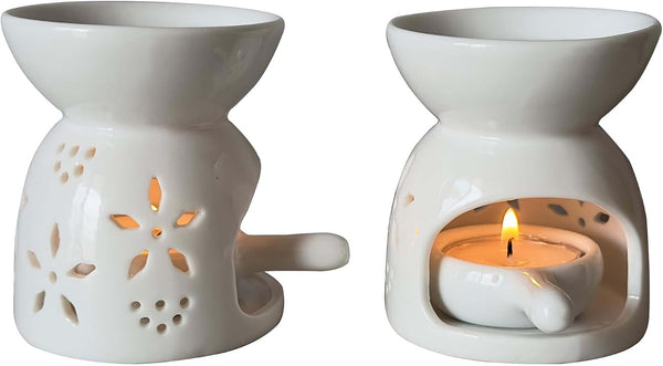 JHZABPO Oil Burner, Tealight Wax Warmer with Tea Wax Tray, White Oil Warmer