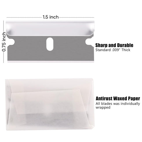 REXBETI 100PCS Industrial Single Edge Razor Blades, Suitable for Removing Labels, Decals, Stickers, and Old Paint