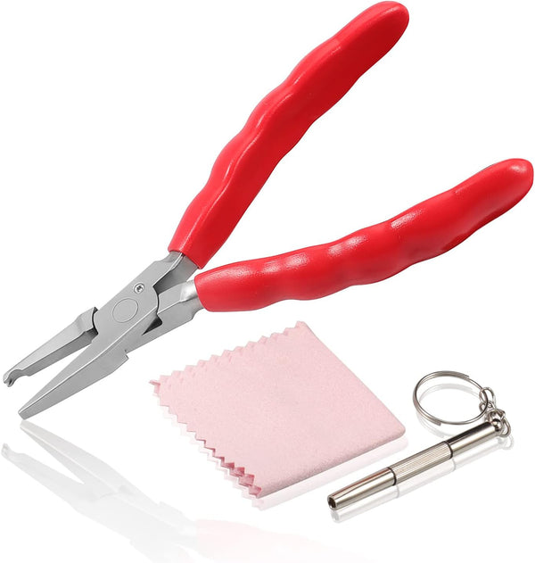 6 Inches Nose Pad Plier for Adjusting Eyeglass Arms, Stainless Steel Optical Hand Tool with Screwdriver