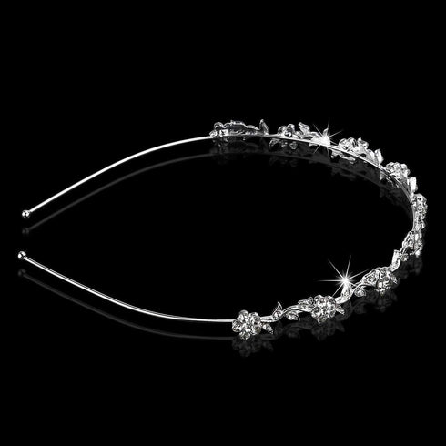 SUWOW Bridal Headband for Wedding, Stylish Rhinestones Crystal Crown Flower Leaf Tiara Headpiece for Women and Girls