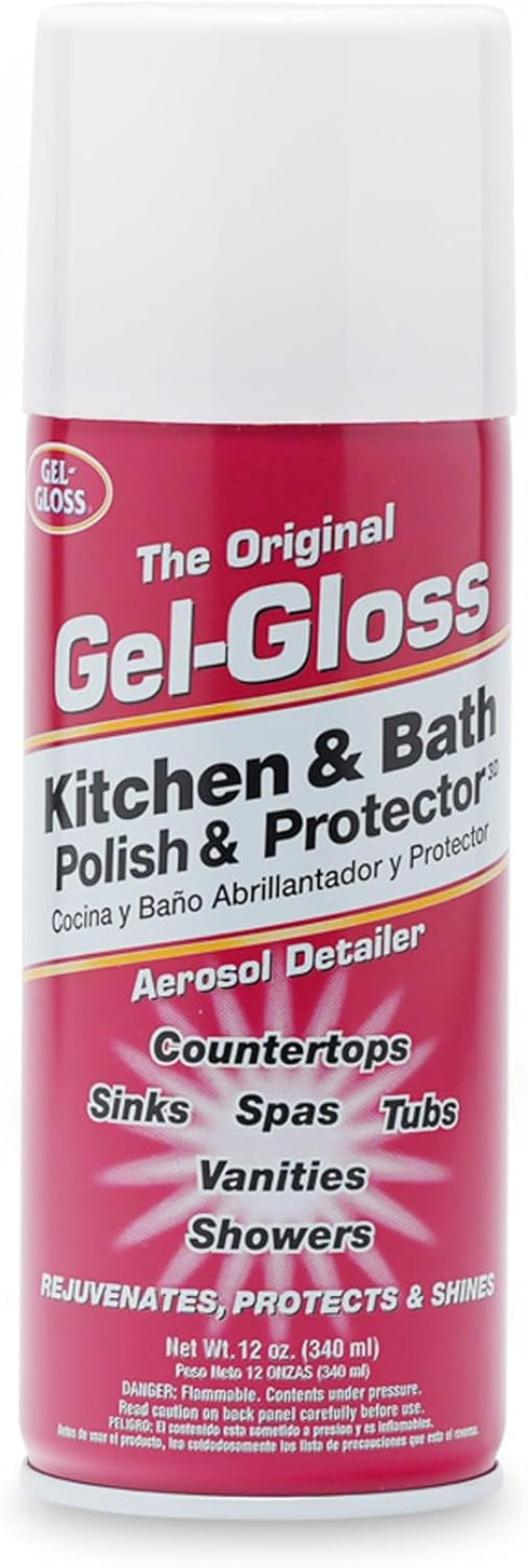 TR Gel-Gloss Kitchen & Bath Polish Aerosol | Carnauba Cleaner Wax Formulation |