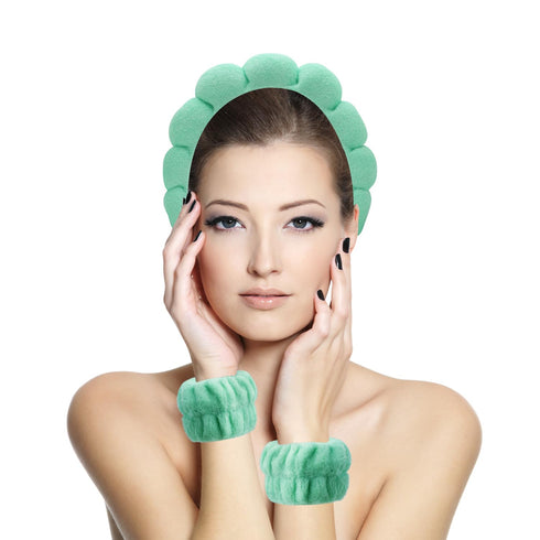 Spa Headbands for Washing Face - 3 Pc Set of Skincare Headbands with Wristbands, Cute Hair Accessories