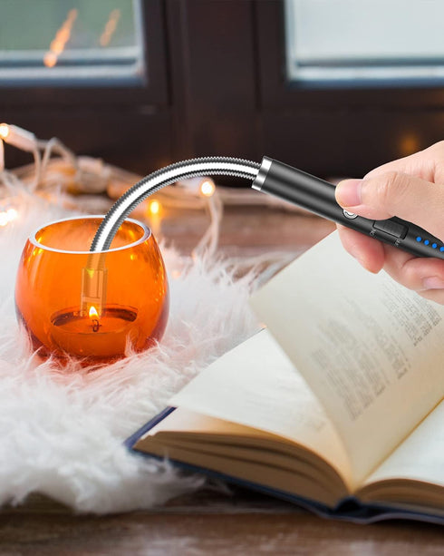 VEHHE Candle Lighter, Electric Rechargeable Arc Lighter with LED Battery Display, Long Flexible Neck USB Lighter for