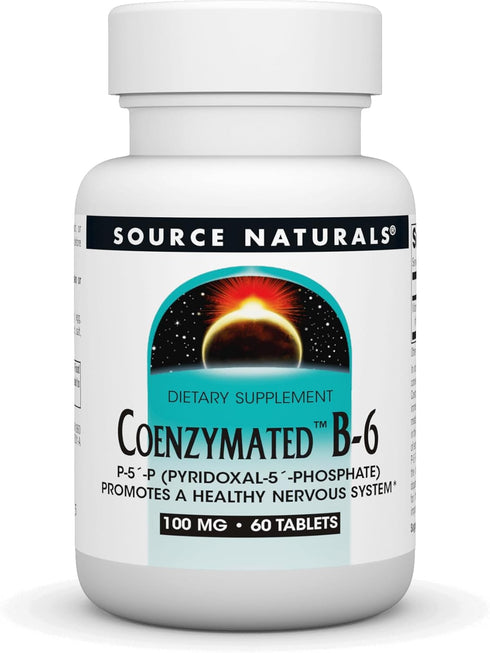 Source Naturals Coenzymated B-6, 100 mg, P-5´-P (PYRIDOXAL-5´-PHOSPHATE), 60 Tablets