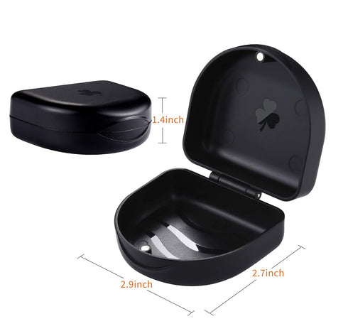(2 Pack) Solid Orthodontic Retainer Case - Black