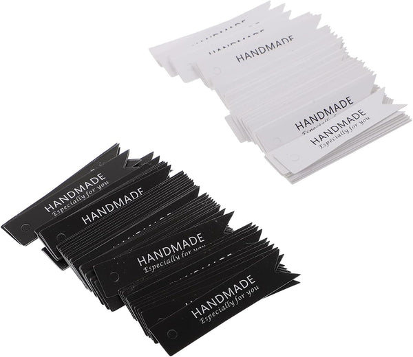 Bridal Shower 100Pcs Handmade Paper Tags with Hole, Shaped Tags for Candle (Black White) Retail Tag