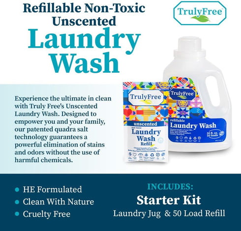 Laundry Wash Detergent for Sensitive Skin, Gentle & Safe for Baby Clothes, Plant-Based, Natural Ingredients, Unscented,