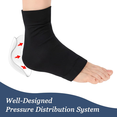 Hpmjz 2 PCS Achilles Tendon Heel Protector Ankle Support Sock Open Toe ompression Sock Compression Padded Sleeve Socks