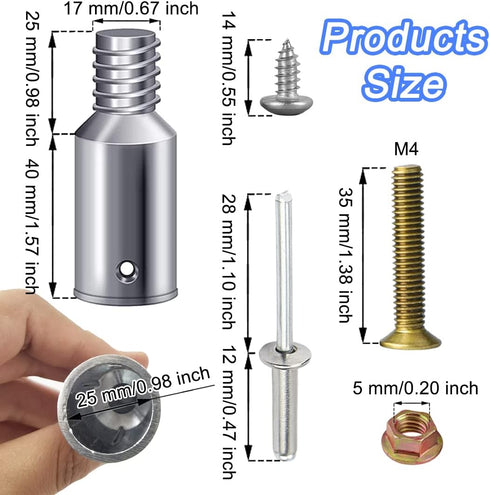 Threaded Tip Replacement Ultra Threaded Tip Repair Kit Aluminum Extension Pole End Adapter Metal Handle Tips for 1 Inch Wood Metal Pole Stick Mop Broom Brush (4 Pack) by Anranmm