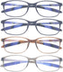 4 Pack Computer Blue Light Blocking Reading Glasses, Flexible Lightweight Anti Eyestrain Readers for Men & Women +1.00