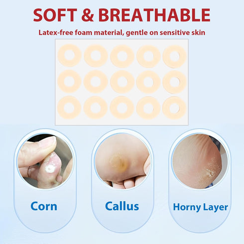 USCAUK 90Pcs Corn Pads for Toes Callus Cushions Self-Adhesive Sponge Protectors Patches for Feet Heel Bottom of Foot