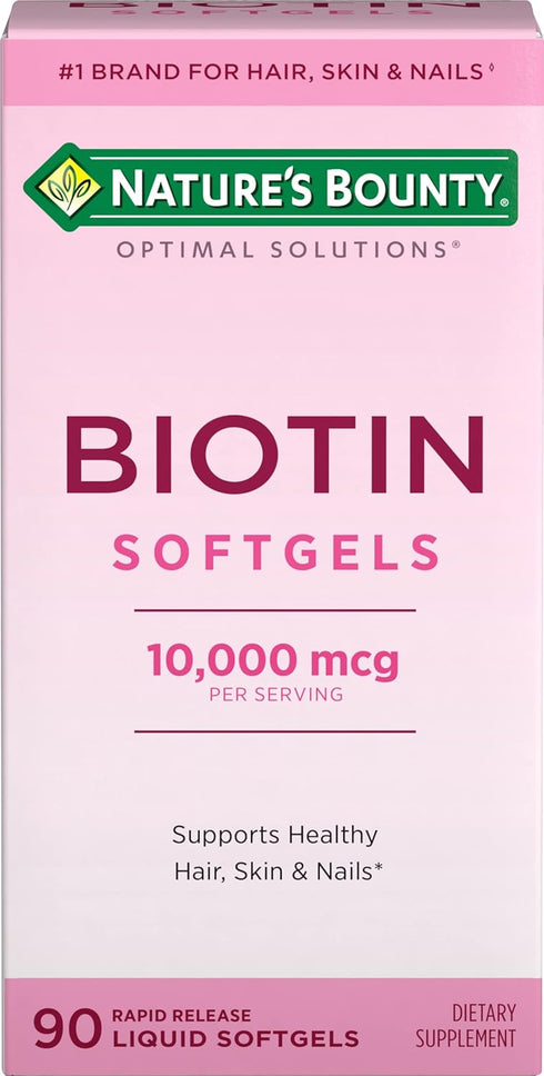 Nature's Bounty Optimal Solutions Biotin 10,000 mcg, 90 Rapid Release Liquid Softgels