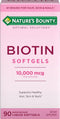 Nature's Bounty Optimal Solutions Biotin 10,000 mcg, 90 Rapid Release Liquid Softgels
