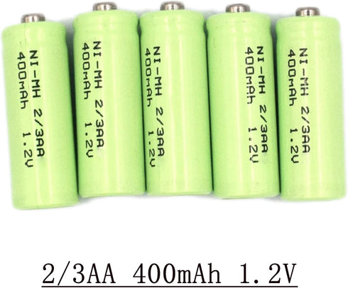 12 Pack 1.2V Ni-MH 2/3AA Rechargeable Battery 400mAh with Button Top for Solar Lights, E-Toothbrush