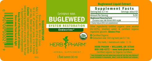 Herb Pharm Bugleweed Extract, 1 Ounce for Endocrine System Support