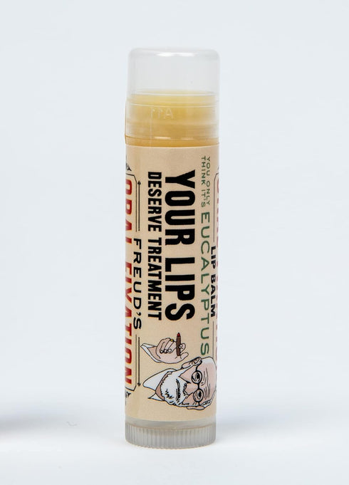 Sigmund Freud's Oral Fixation Lip Balm Tube, Eucalyptus Mint Flavored - Cruelty-Free, USA Made