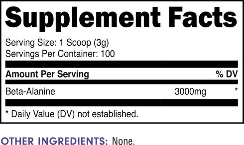 Bucked Up Beta Alanine Powder, 300mg, Non-GMO, Gluten-Free, Unflavored (100 Servings)
