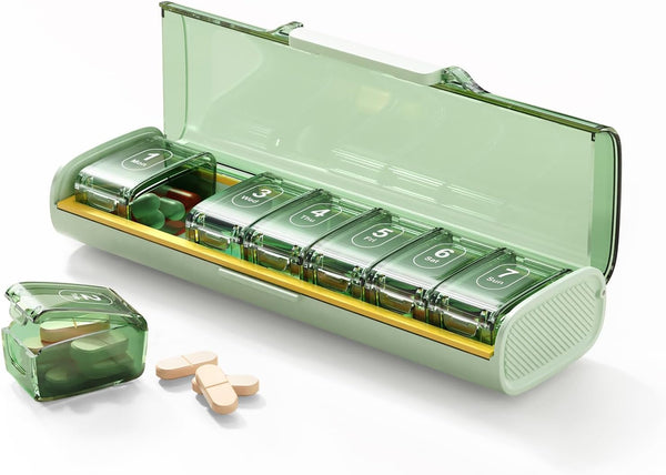 ZHIYES Weekly Pill Organizer,Portable 7 Day Pill Box,Moisture Proof Medicine Pill Organizer,Travel Pill