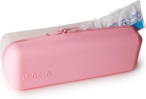Travel-Friendly Disposable Daily Contact-Lens Case Organizer, Premium Water-Resistant Silicone, Holds 30 Lenses (Pink)