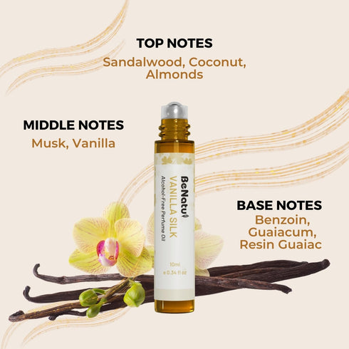 benatu Vanilla Essential Oil Roll On Perfume for Women, Alcohol Free, Travel Size 10ml