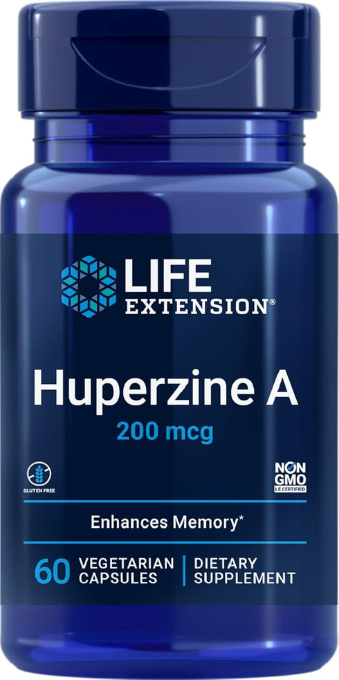 Life Extension Huperzine A 200 mcg - Promotes Memory Health, Gluten-Free, Non-GMO, Vegetarian - 60 Capsules