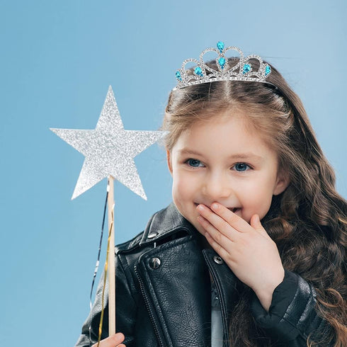 Lovelyshop Colorful Gems Silver Rhinestone Tiara for Little Kid and Big Kid Prom Birthday Princess Crown