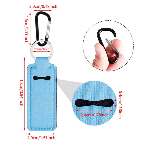 Pengxiaomei 3 Pcs Chapsticks Holder Keychain - Small Christmas Gifts for Women, Stocking Stuffers (Pink, Blue, Black)