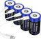 wowpower Rechargeable Lithium D Cell Batteries 7500mWh with USB-C Charging Cable, 4 Pack,
