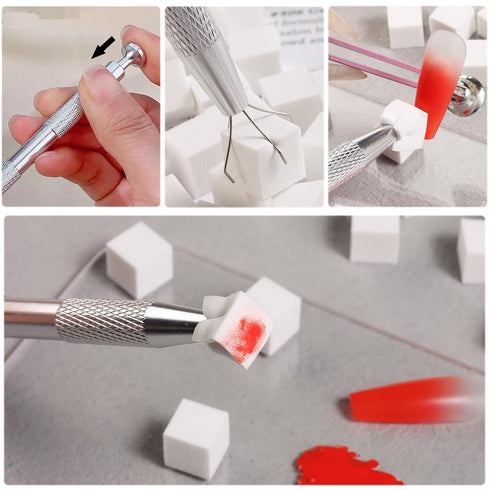 100Pcs Soft Nail Sponges for Ombre, Nail Art Sponges with Grabbing Pen, Professional Manicure Tools and Accessories