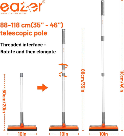 eazer 46'' Professional Window Cleaner Tool, 2-in-1 Rotatable Squeegee with 20''-46'' Extension Pole for Window Washing