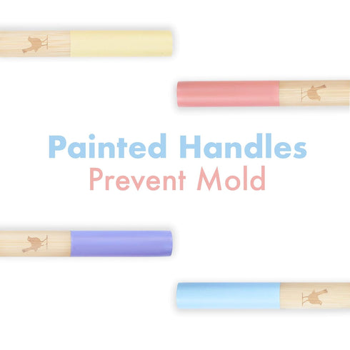 Kids Bamboo Toothbrush Set of 4 with Soft Bristles, Eco Friendly, BPA Free