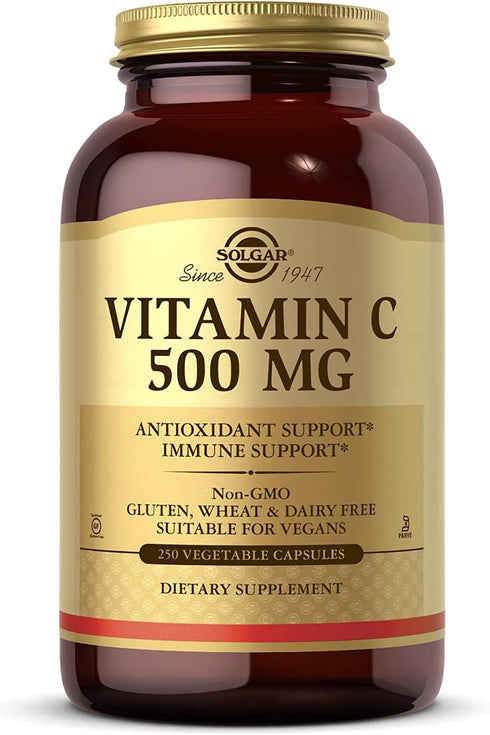 Solgar Vitamin C 500 mg | 250 Vegetable Capsules | Antioxidant & Immune Support | Non-GMO, Vegan, Gluten Free