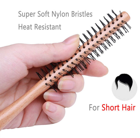 Small Round Brush for Short Hair, 1 Inch Mini Quiff Roller for Women and Men, Best for Styling, Lifting, Curling - Off